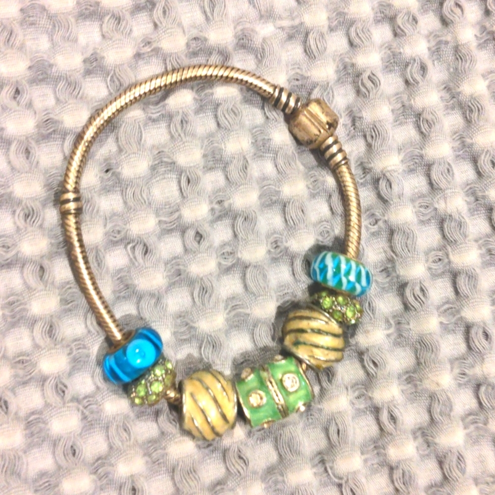 COPY - 90s Pandora Beaded Charm Bracelet with removable beads